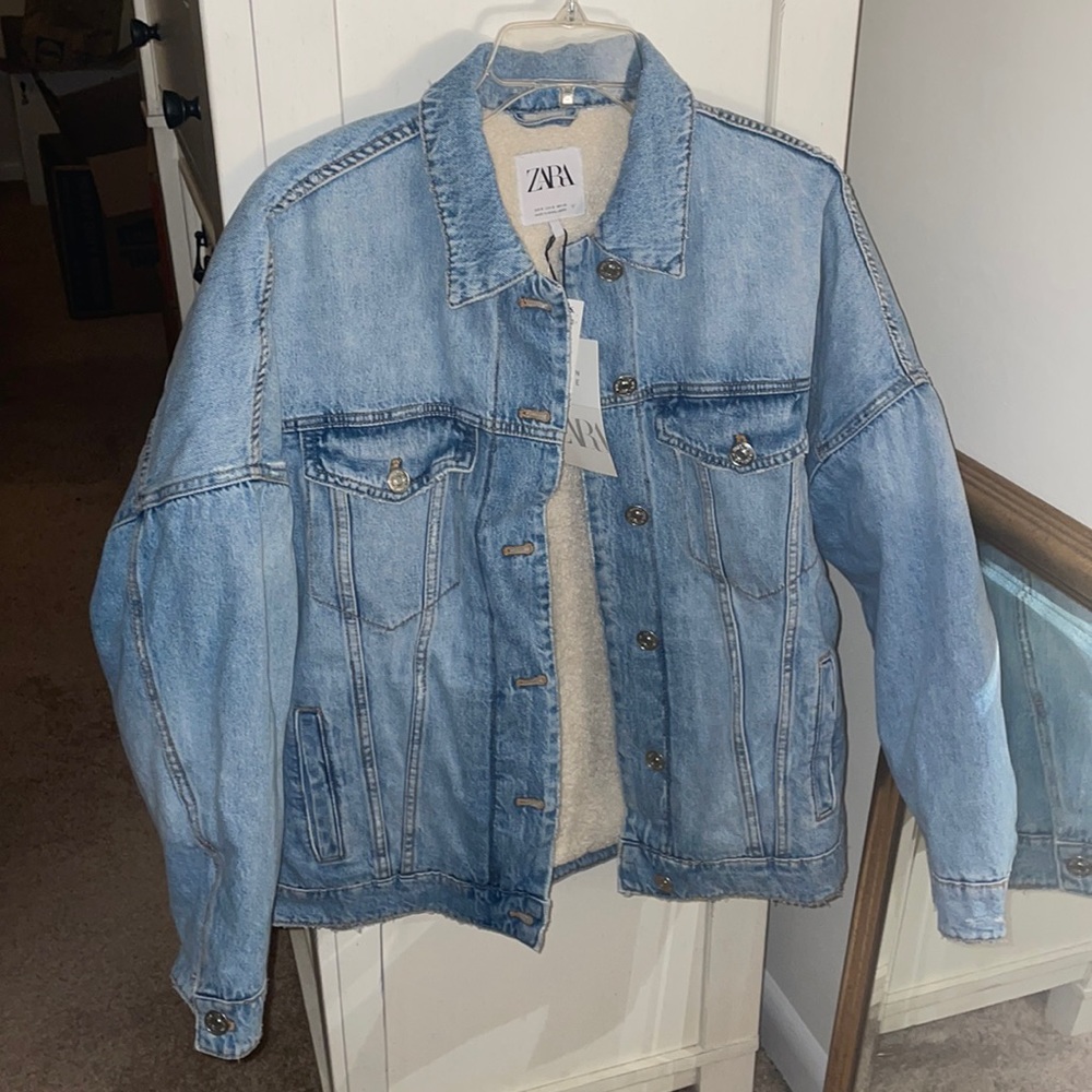 Oversized Shearling lined Zara Jean Jacket NWT